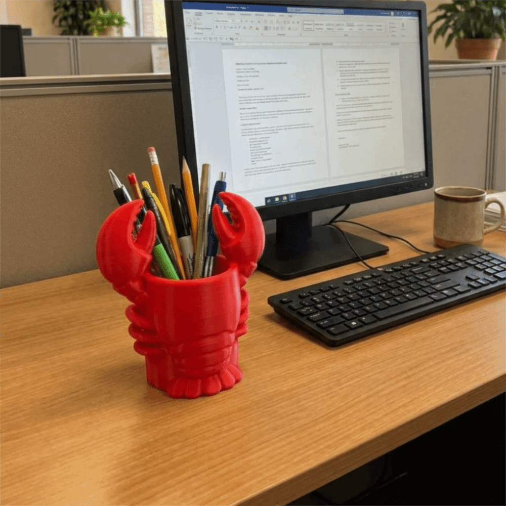 حامل أقلام على شكل جراد البحر  - مراجعة 3D Printing Cafe وسعره